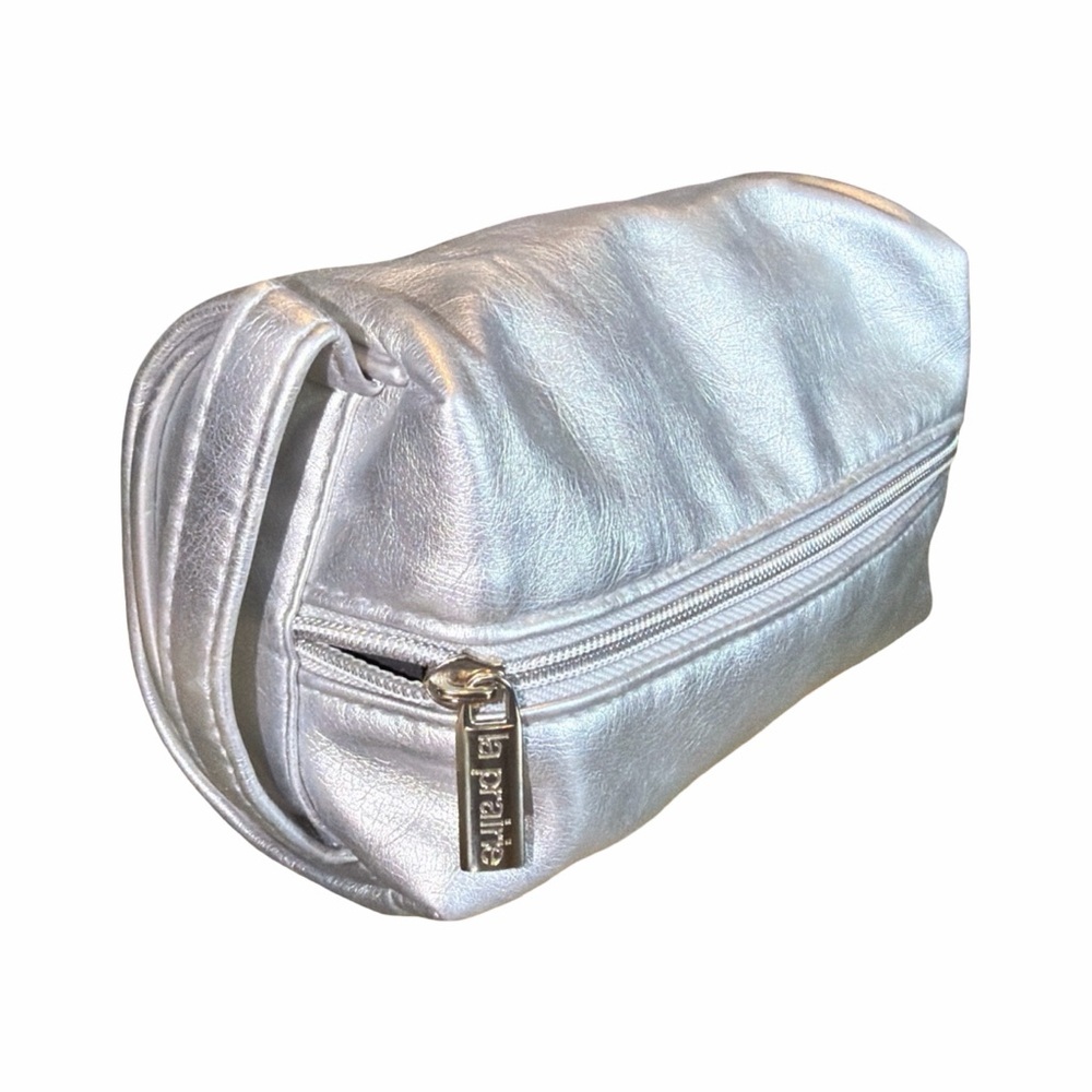 La Prairie Silver Metallic Cosmetic Bag | Luxury | Makeup Pouch | Travel Case